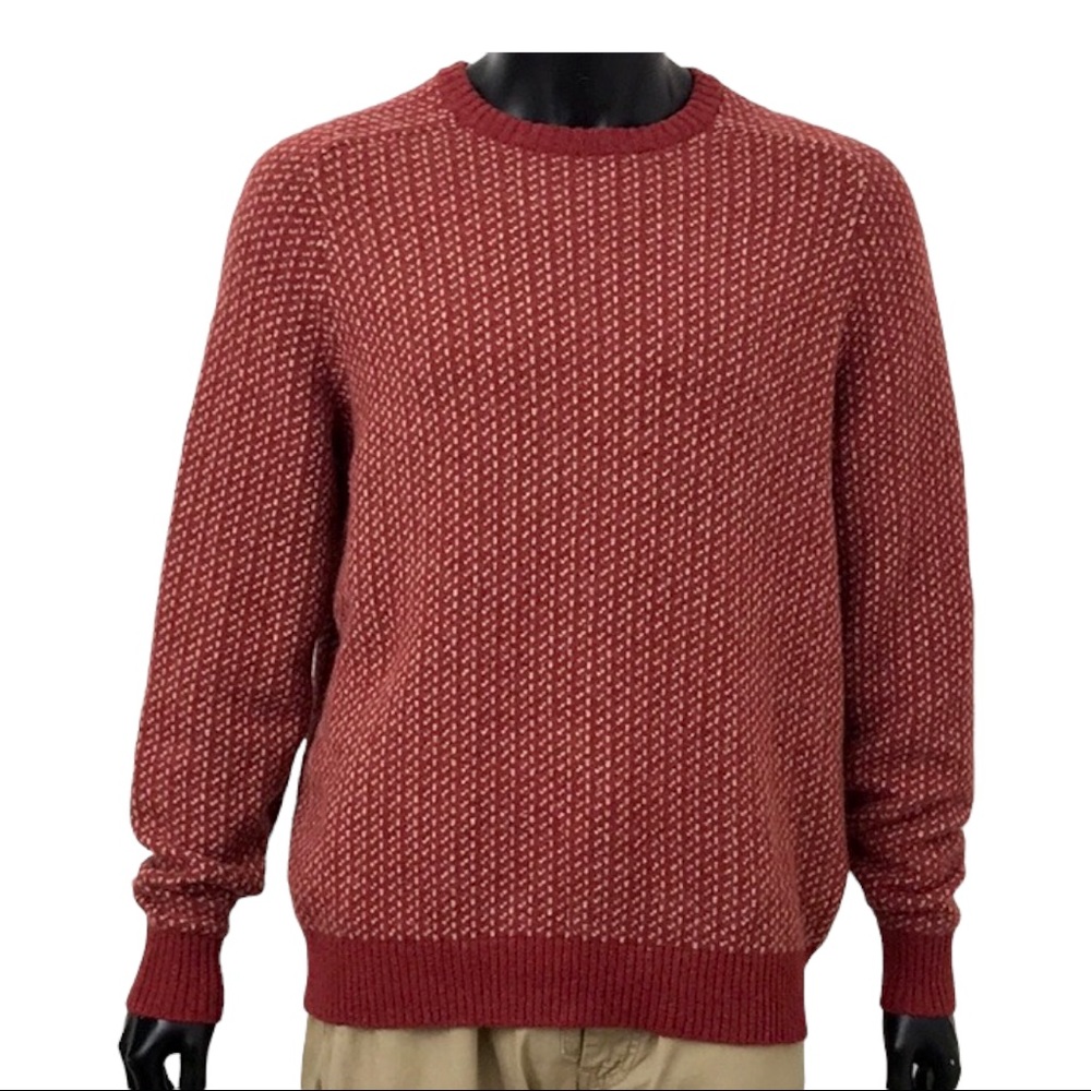 Lands’end Men’s Knitting Red&White Sweater, Large.